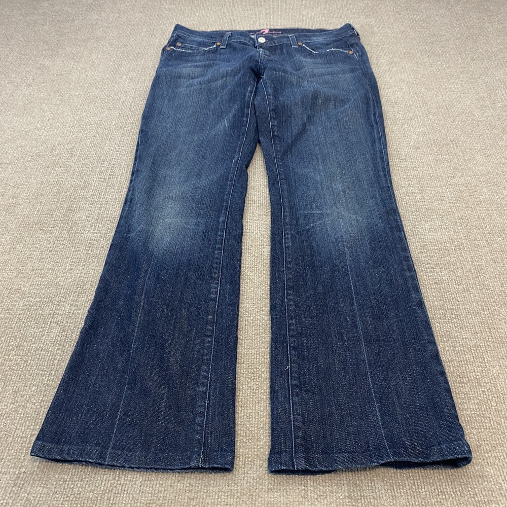 7 For All Mankind Bootcut Jeans Womens 32 Blue Dark Wash Mid Rise Fits 32x30